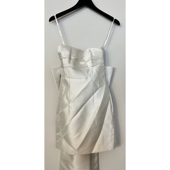 ALFRED SUNG Oversize Bow Back Strapless Minidress in Ivory Size US 0 - Picture 6 of 10